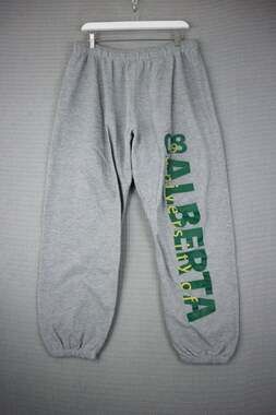 MV Sport 90s University Of Alberta Sweatpants Gray Large Cinch Bottoms Vintage